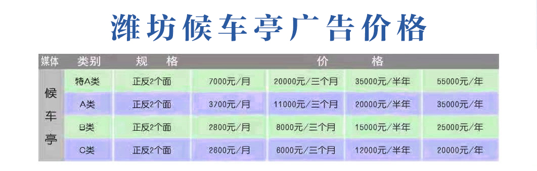 山东潍坊: 候车亭广告价格_央晟传媒